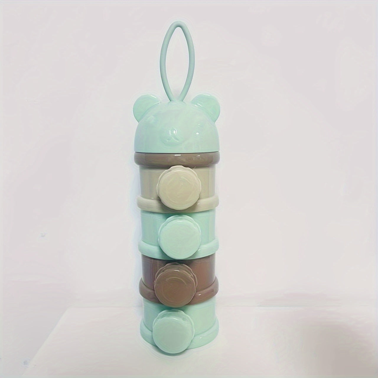 Caja de almacenamiento para snacks con diseño de oso de dibujos animados, de cuatro capas, reutilizable