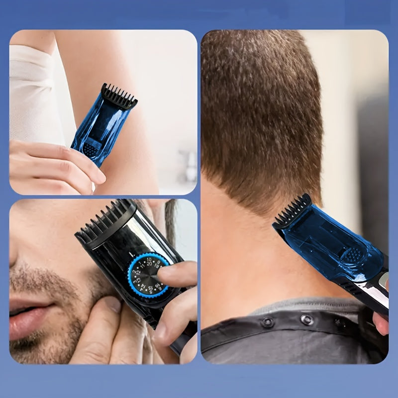 Afeitadora eléctrica con pantalla LED, batería de litio recargable para barba, pecho y cuerpo, incluye peines guía, regalo ideal