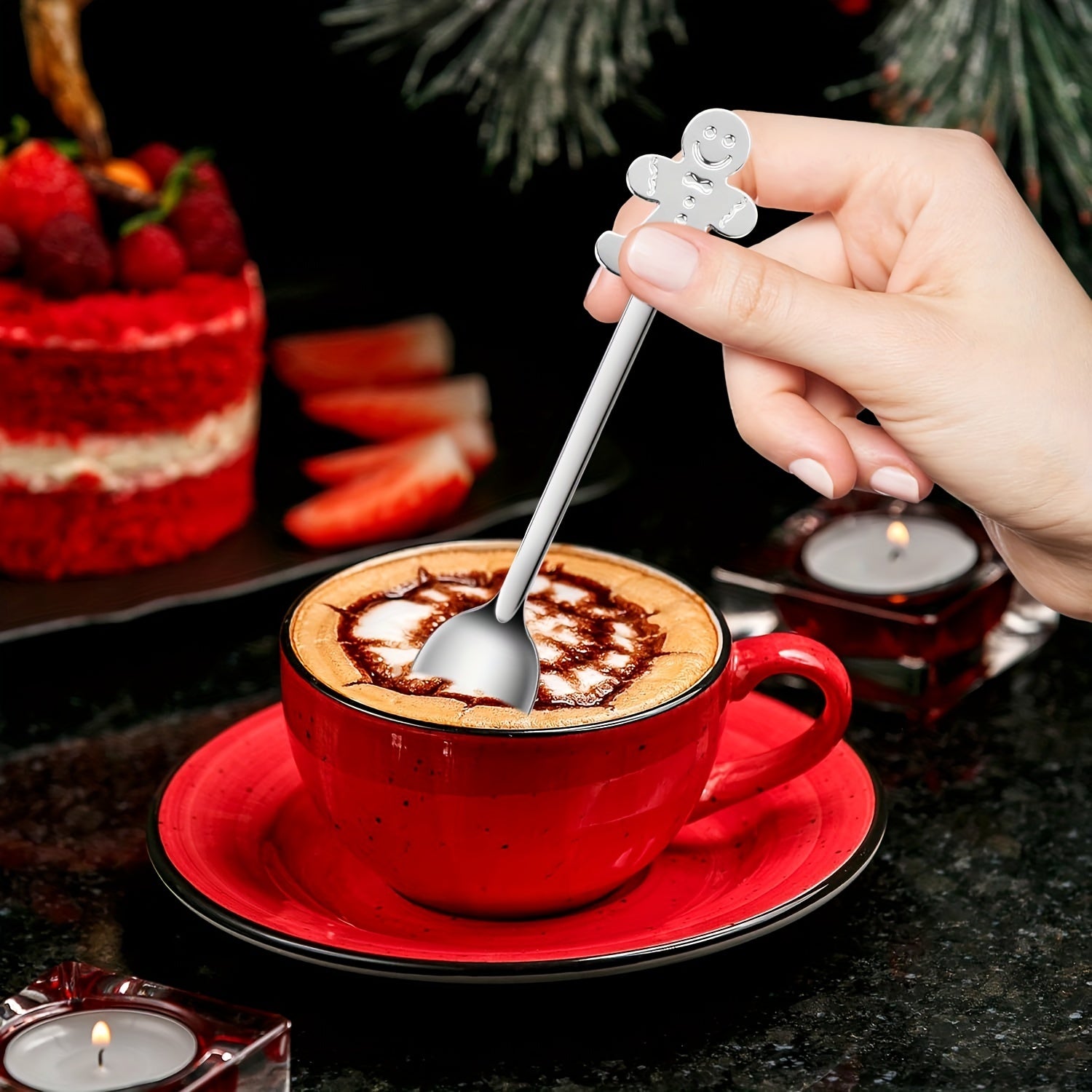 8-Piece Stainless Steel Mini Spoon Set with Holiday Designs for Tea Coffee Desserts