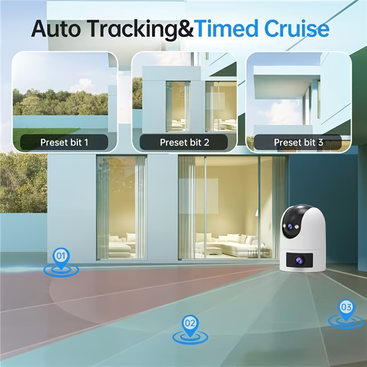 Ikki 4K linzali simsiz kuzatuv kamerasi, to'liq rangli tungi ko'rish, ikki tomonlama ovozli aloqa, 360° qamrov, harakatni aniqlash, o'rnatilgan AP hotspot, 2.4G/5G tarmoqlarini qo'llab-quvvatlash.