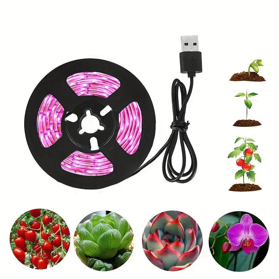 USB-Powered LED Grow Light Strip for Hydroponic and Greenhouse Plants Adjustable Length