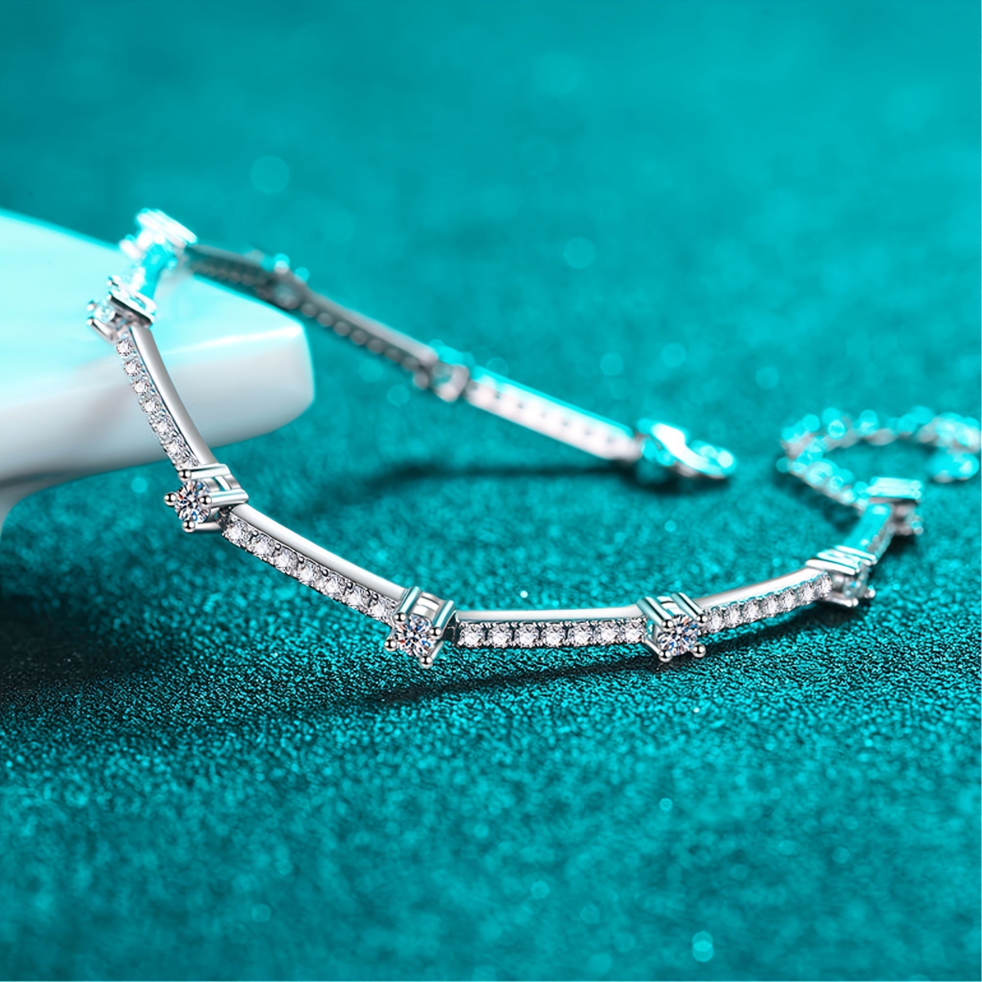 Silver Bracelet with 1.67ct Moissanite Stone for Women Daily Wear Gift