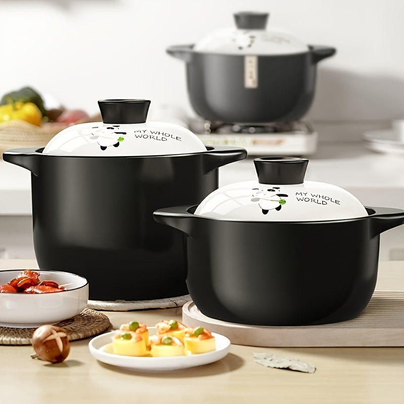 Soup Pot with White Lid Non-Stick Ceramic Heat-Resistant Porridge and Rice Cooker