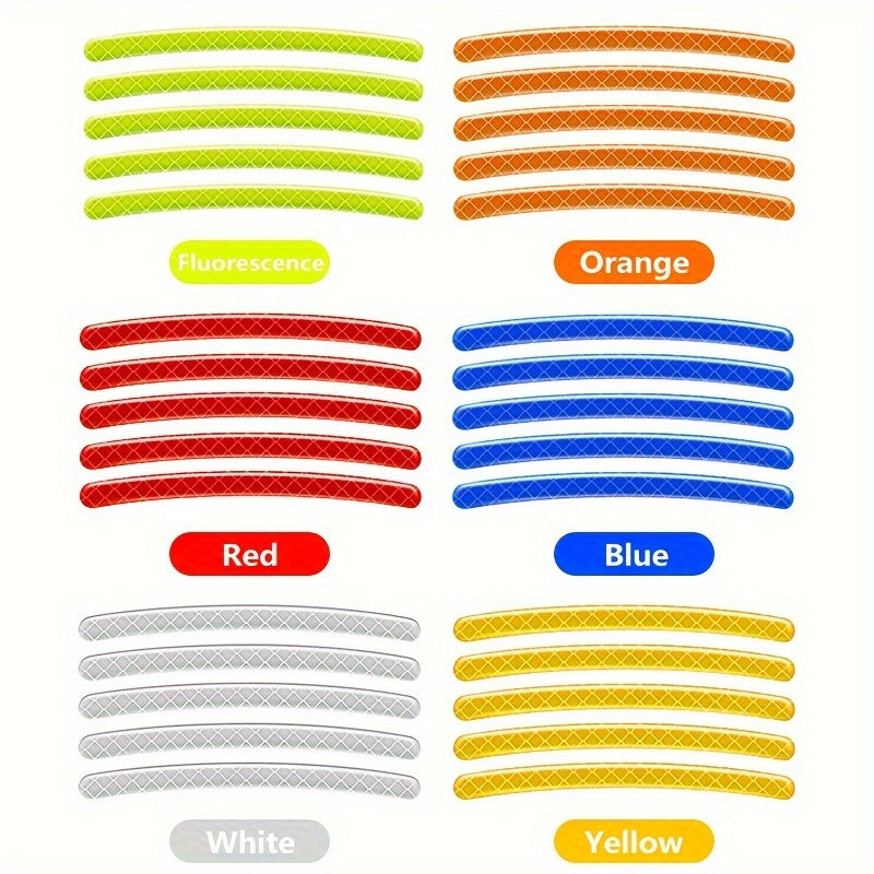 20Pcs Reflective Wheel Hub Stickers Luminous Tire Rim Decals for Cars Bicycles