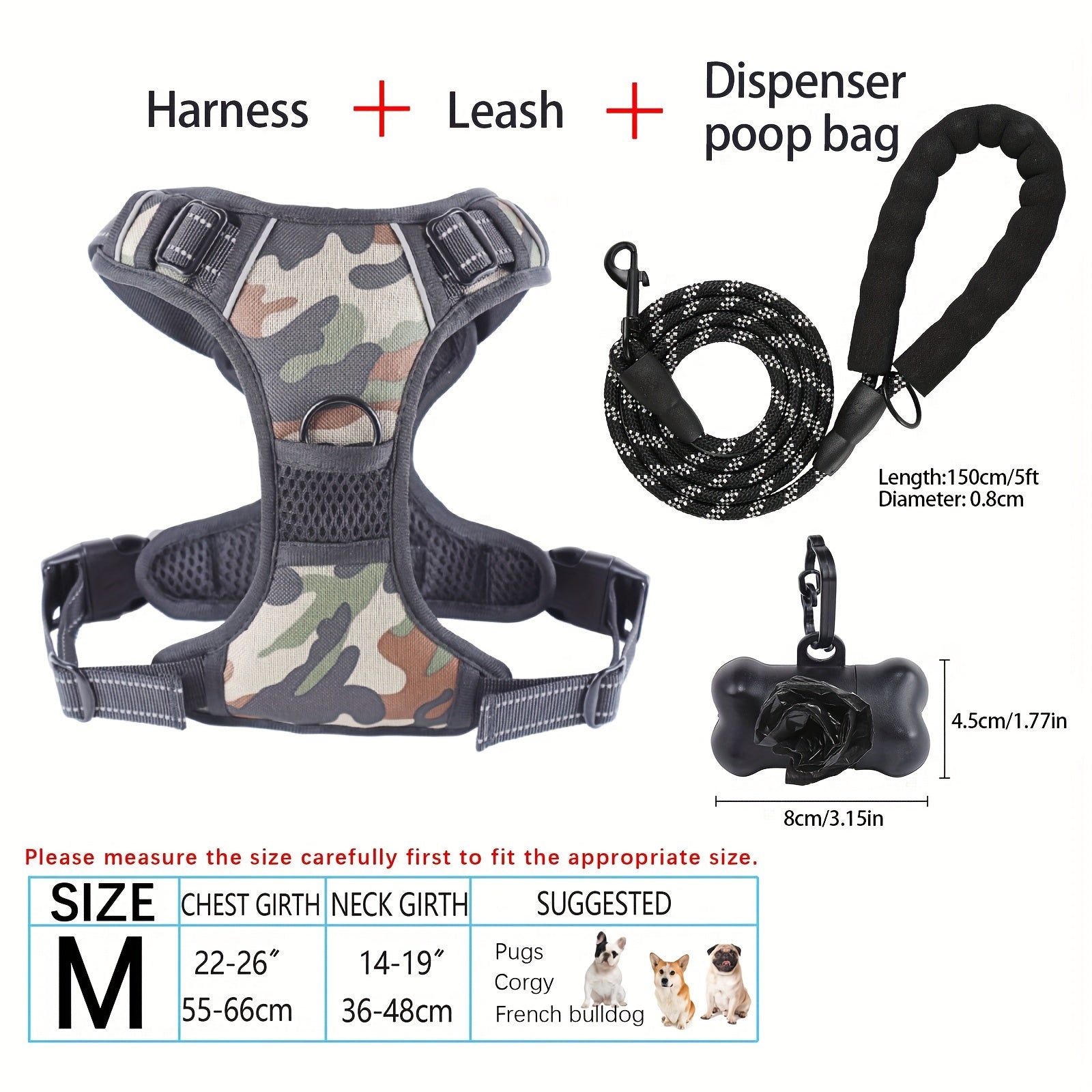 No-Pull Dog Harness and Leash Set with Reflective Features for Medium and Large Dogs