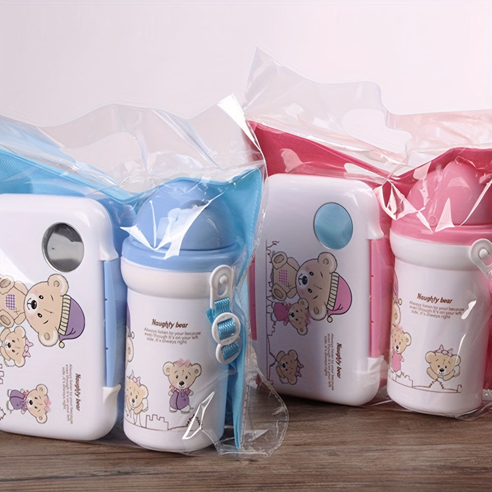 Lunch Box Set with Straw Water Bottle and Durable Plastic for School Work Camping