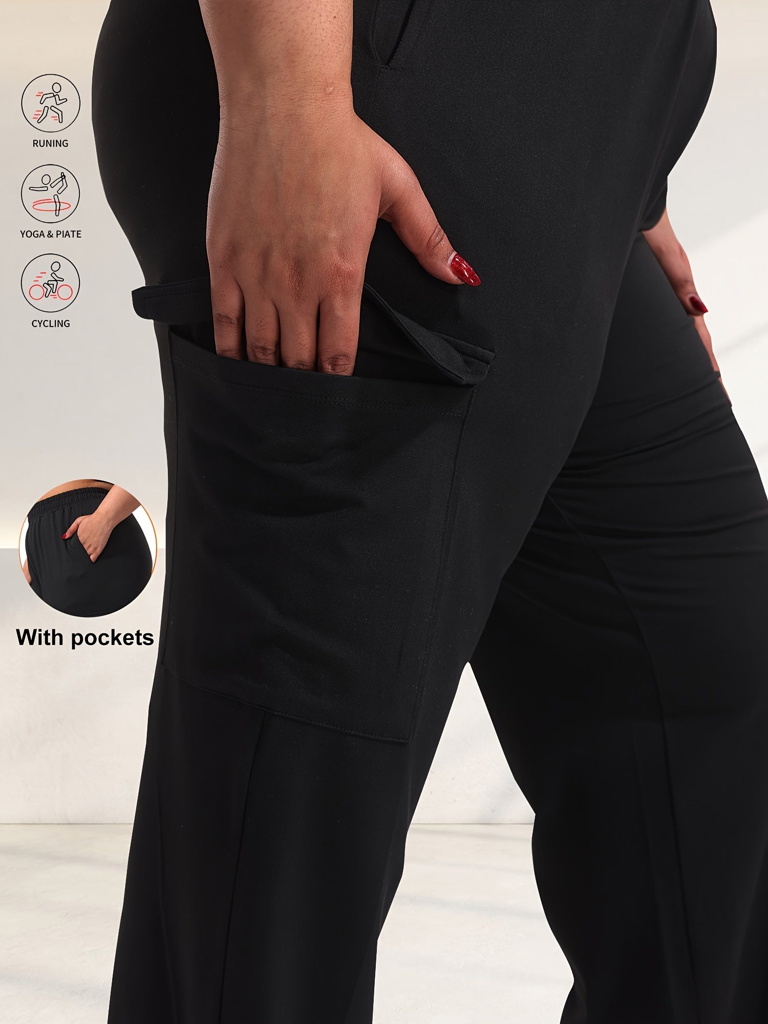 Plus Size High-Waisted Joggers Breathable Stretchy Casual Pants