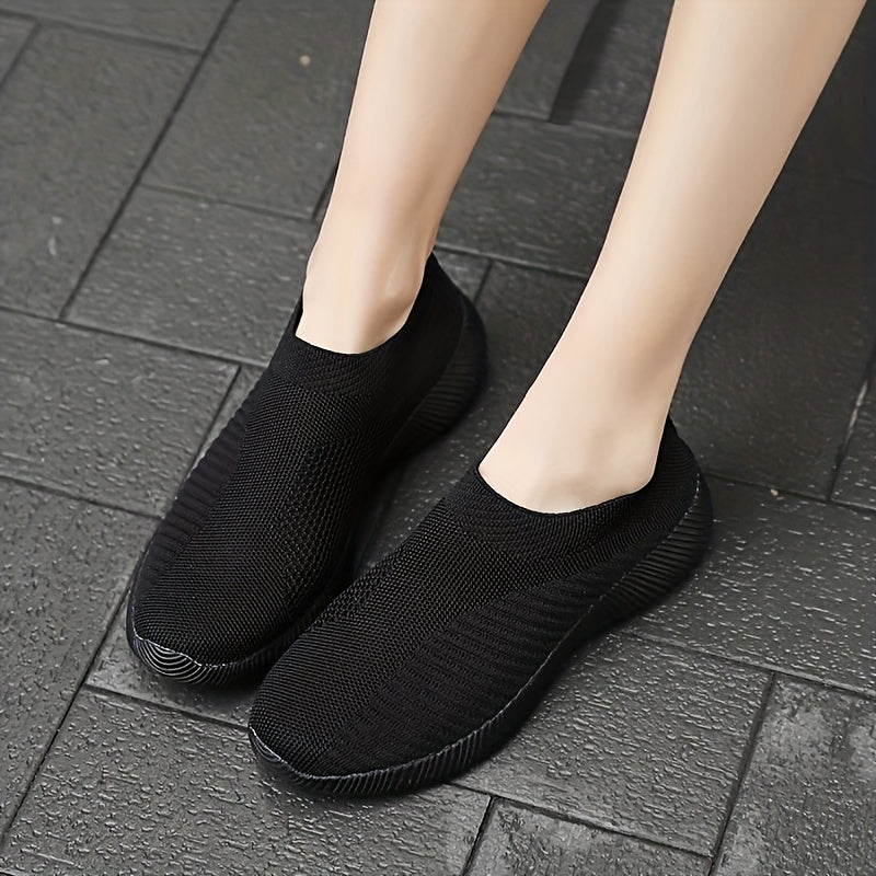 Ayollar uchun nafas oladigan slip-on sport poyabzali mato yuqori EVA taglik bilan, kundalik va barcha mavsum uchun
