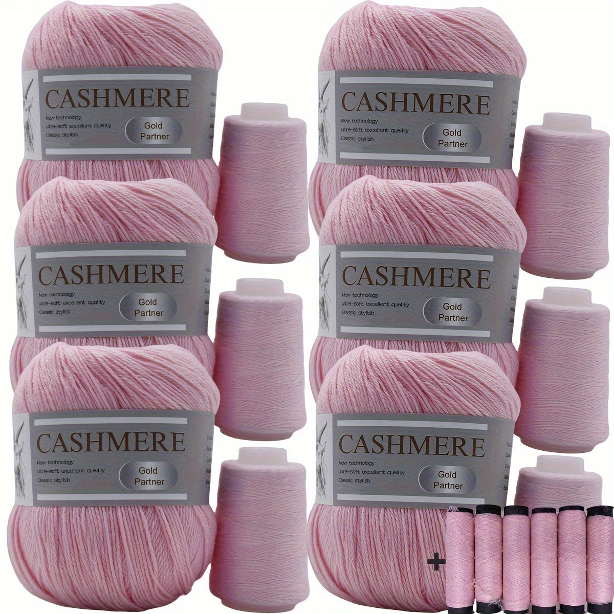 Luxurious Cashmere Yarn Set for Knitting and Crocheting Multicolored 6-Pair Bundle