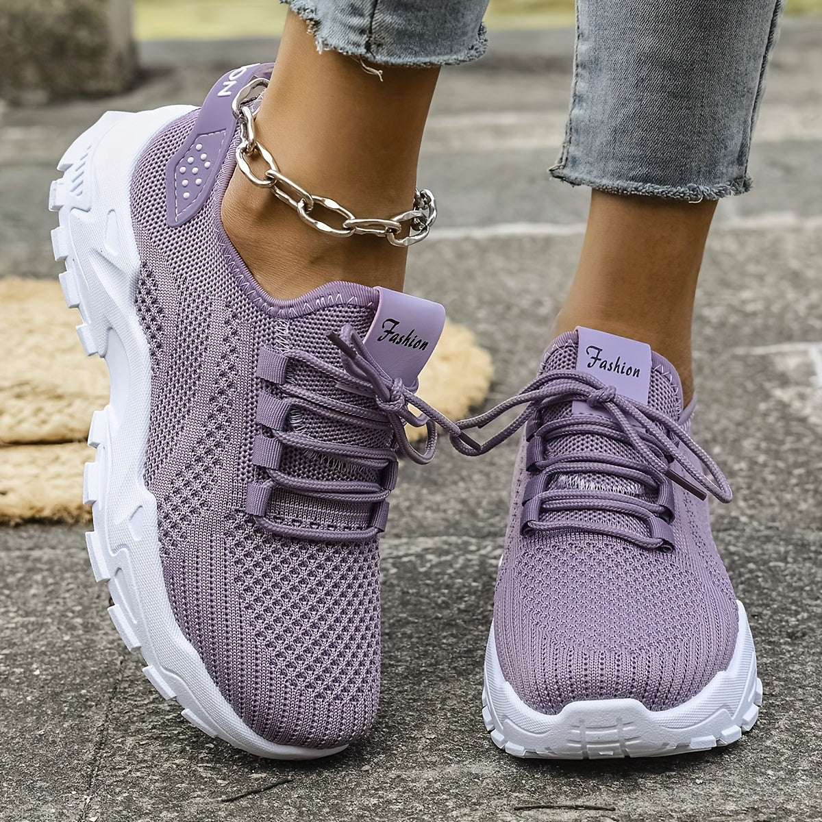 Women’s Breathable Mesh Athletic Sneakers with Airplane Pull Strap