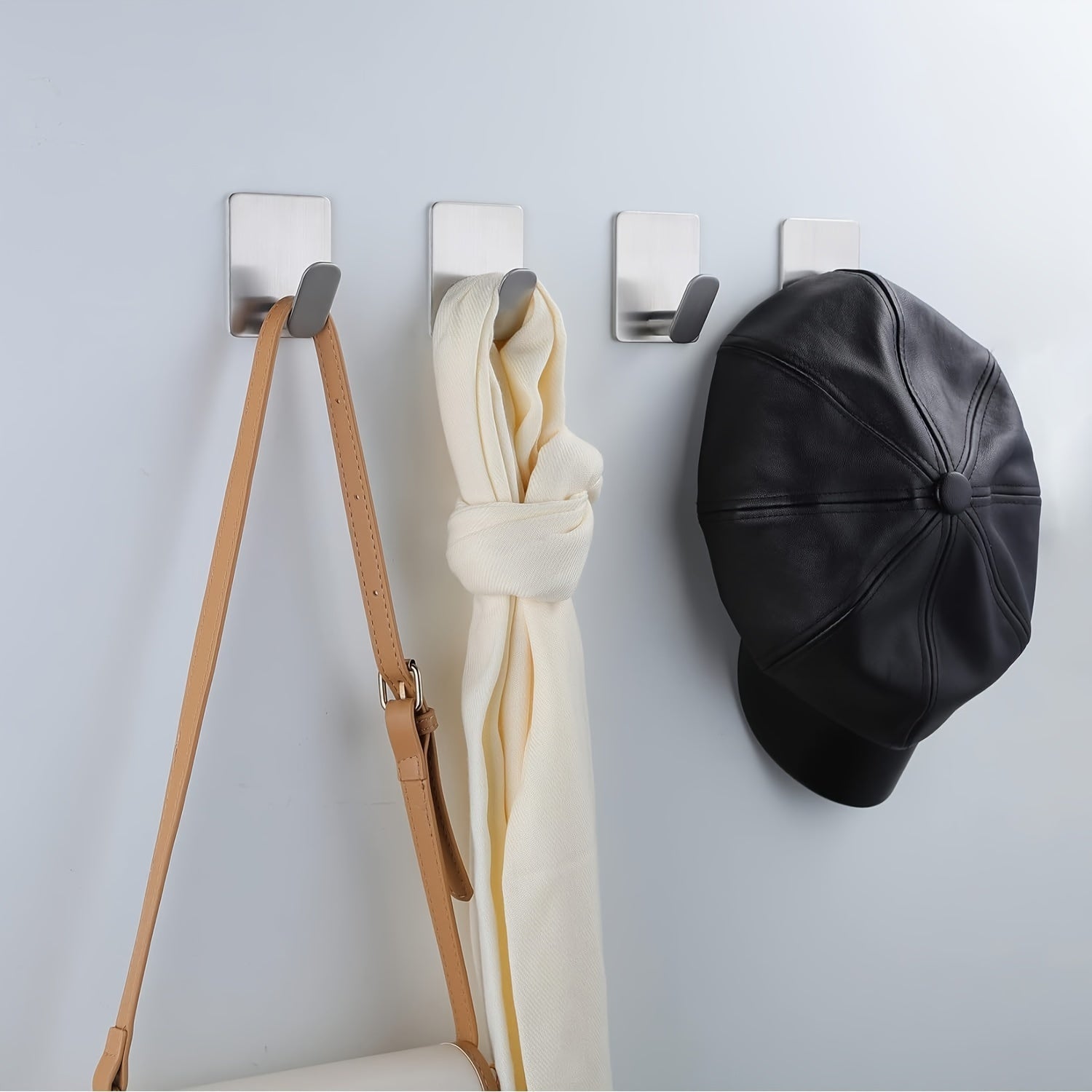 Juego de 4 ganchos de toalla de acero inoxidable negro mate para pared en el baño