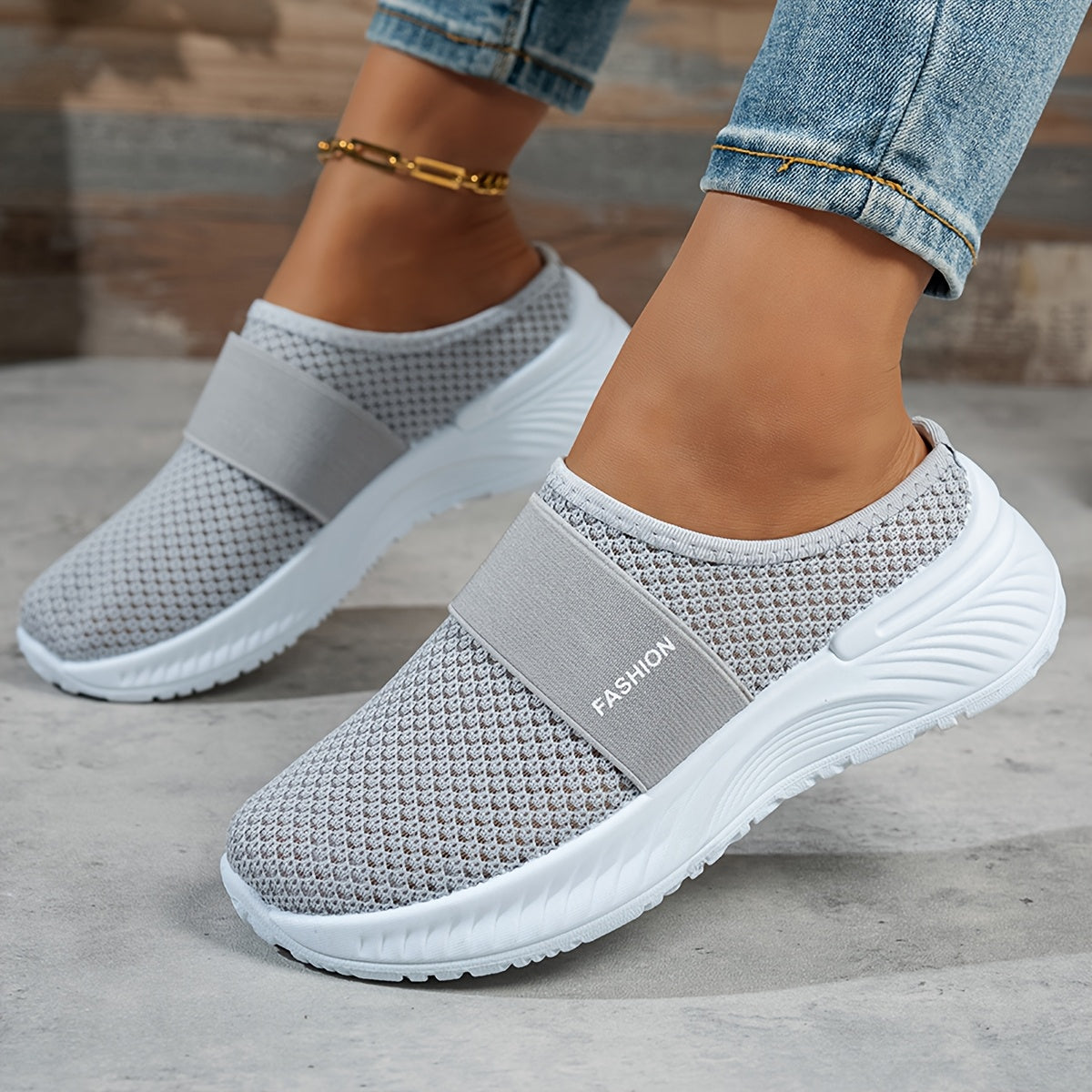 Women's Summer Slip-On Sneakers Breathable Mesh Low-Top Casual Shoes