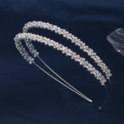 Crystal Tiara Bridal Headband Double-Layer Rhinestone Wedding Accessory
