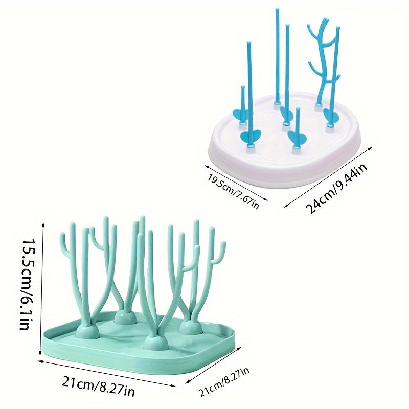 Portable Kitchen Drying Rack with Detachable Drain and Storage for Bottles and Cups