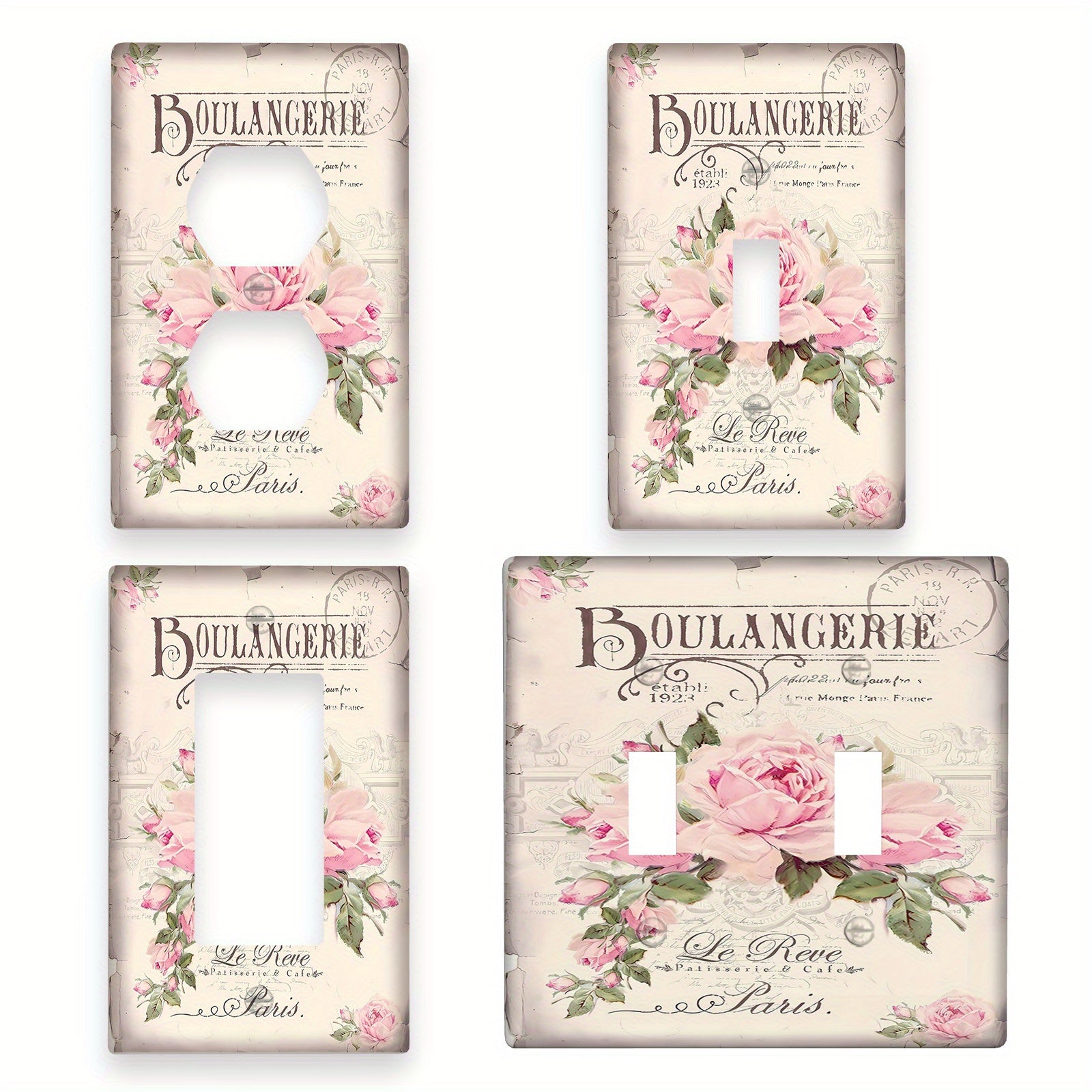 Vintage Paris Boulangerie Light Switch Cover for 1 or 2 Gangs White Plastic