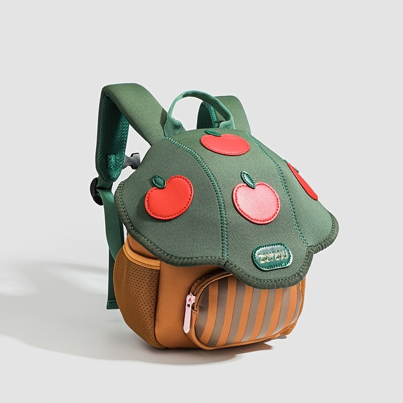 Cute Cartoon Mushroom Backpack for Kids Durable Polyester Adjustable Straps Lightweight Zippered School Bag