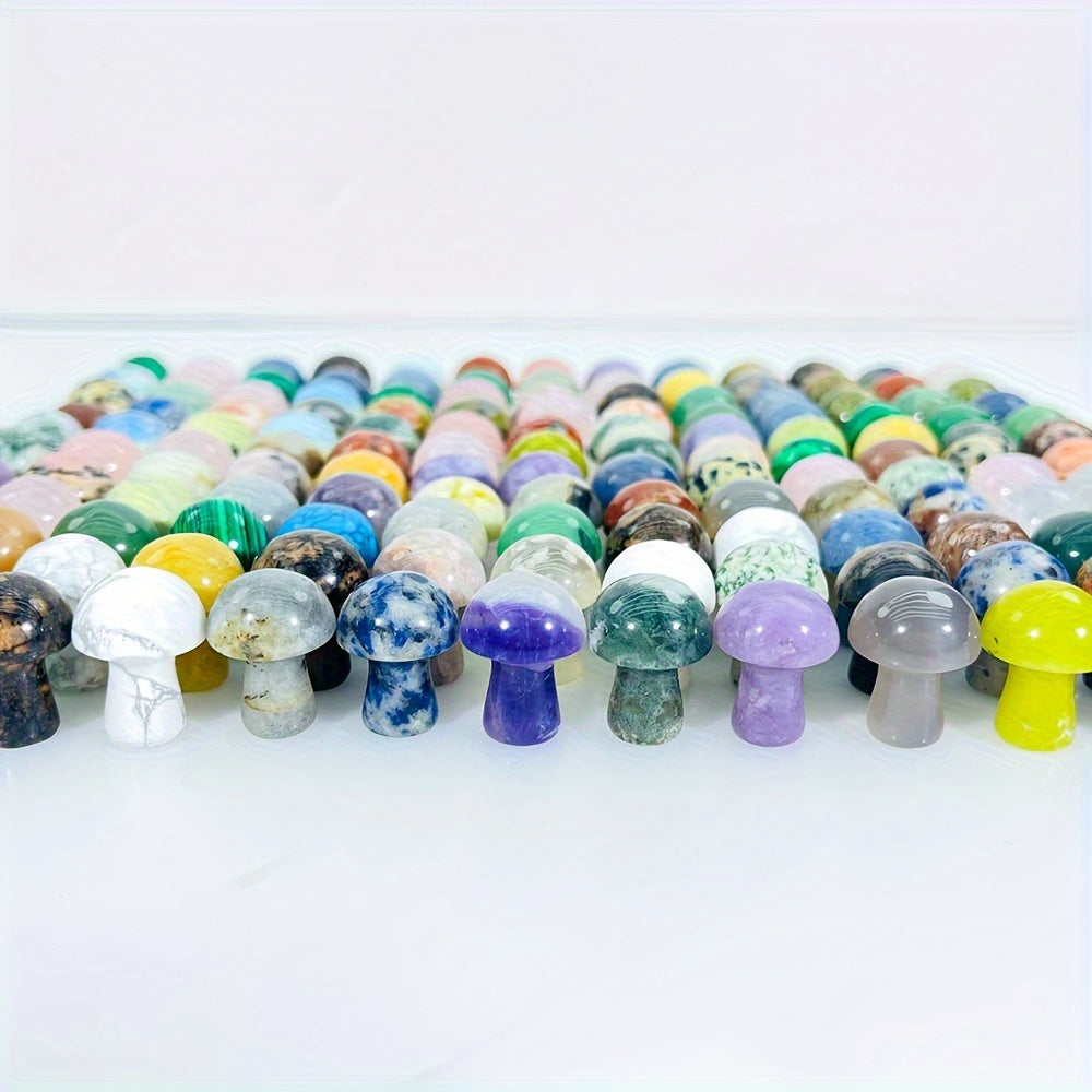 Juego de 20 cuentas de cristal artificial mini setas talladas a mano, gemas falsas para decoración del hogar