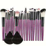 22pcs Makeup Brush Set with 2 Triangle Puffs, Professional Multi-Functional Cosmetic Brushes