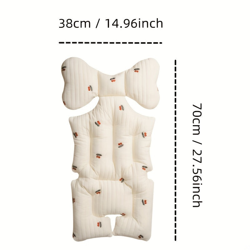 Baby Stroller Seat Pad Cotton Cushion for Autumn Winter Breathable Embroidered Hand Wash