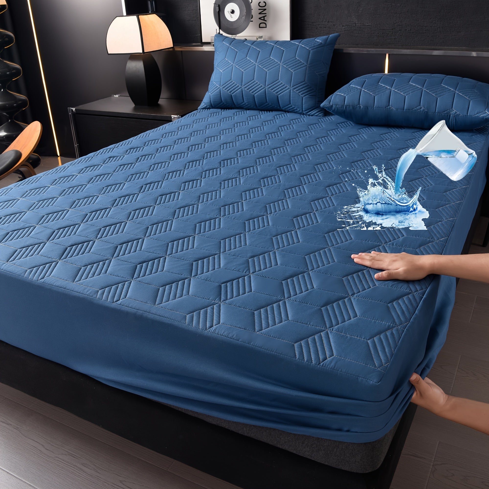 Водонепроницаемый наматрасник с мягкой стеганой отделкой для всех сезонов, моющийся в машине, однотонный цвет