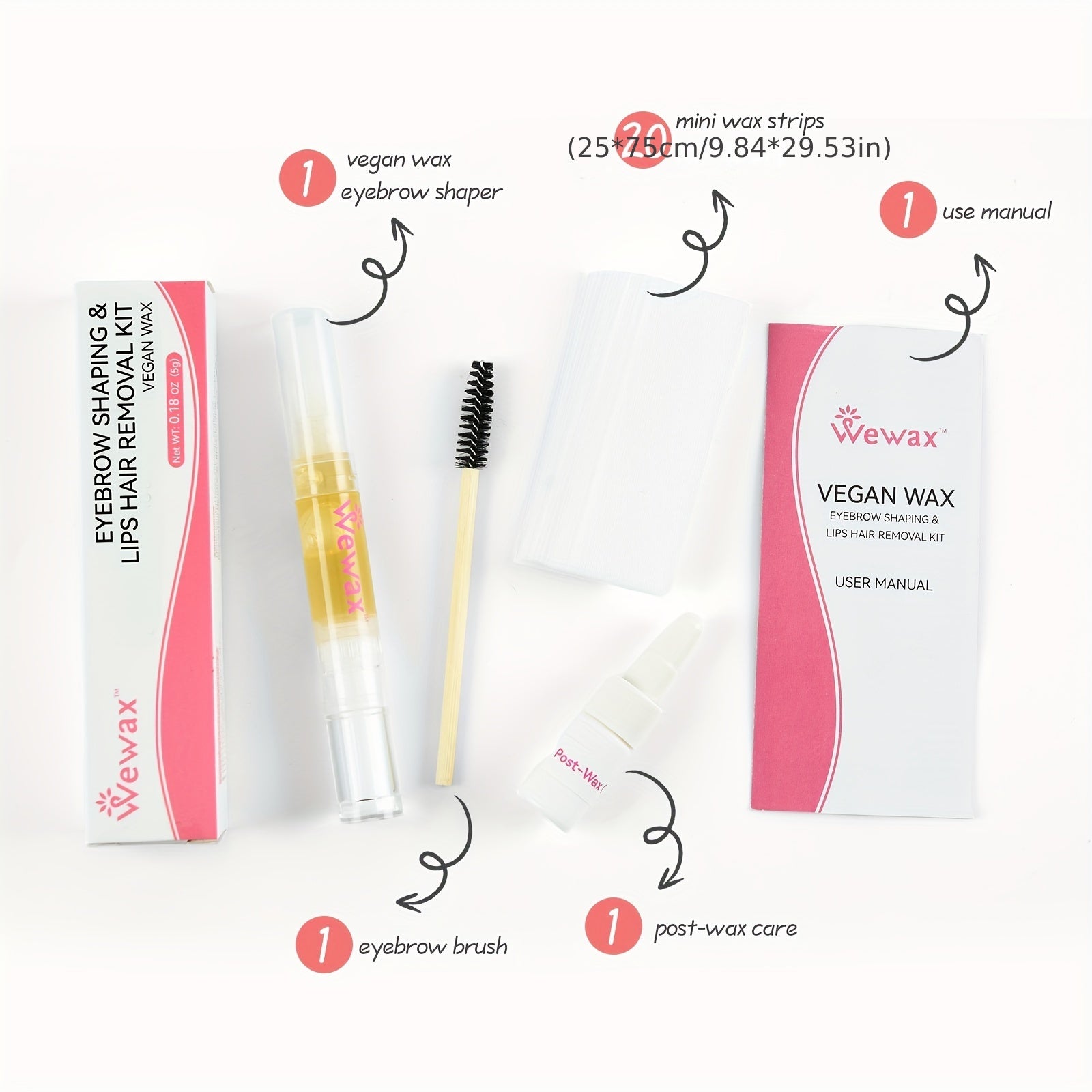 Набор для восковой депиляции бровей для женщин 5 г, комплект для удаления волос с мини-ленточками и щеткой