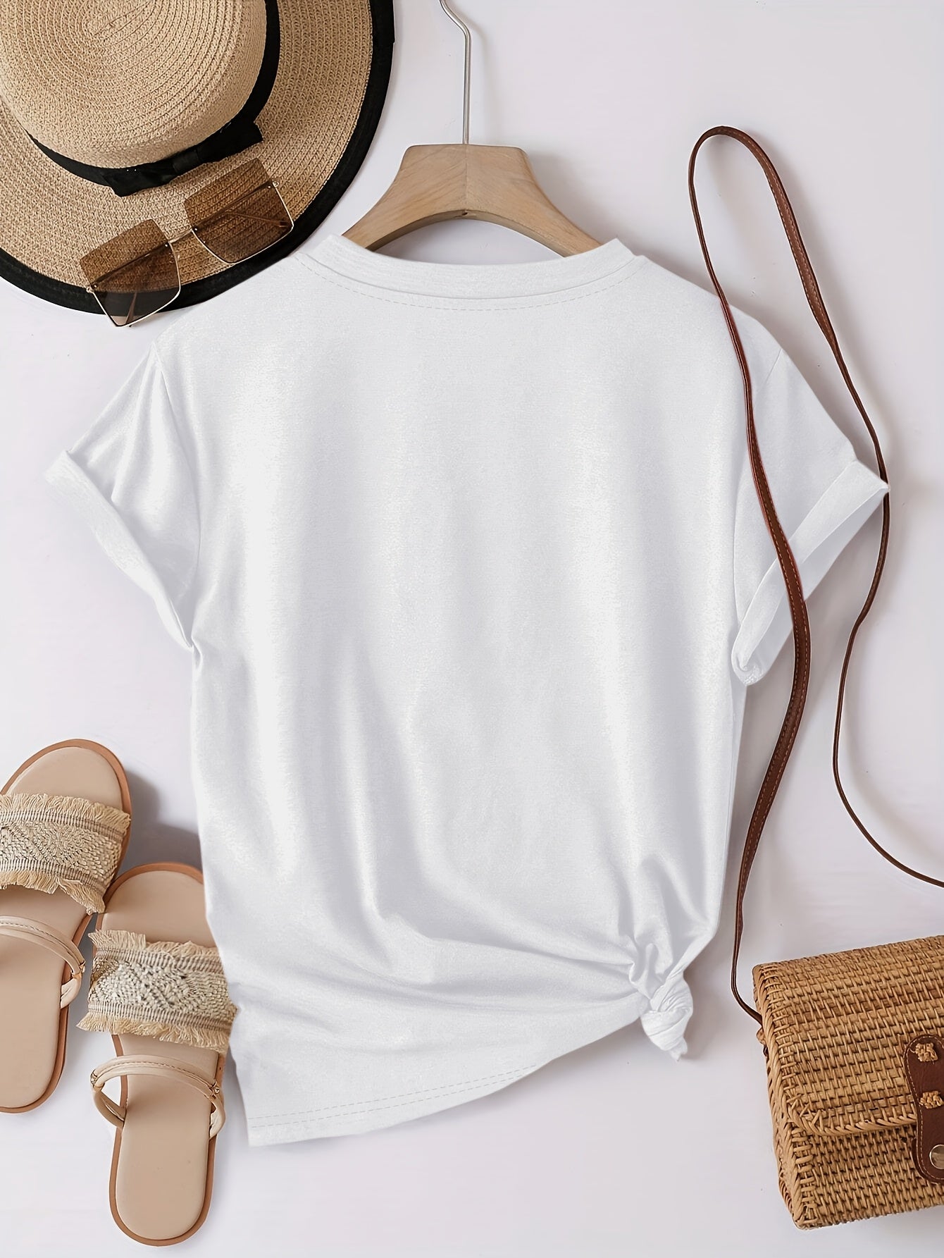 Plus Size Women's Cotton Plain T-Shirt in Black Large