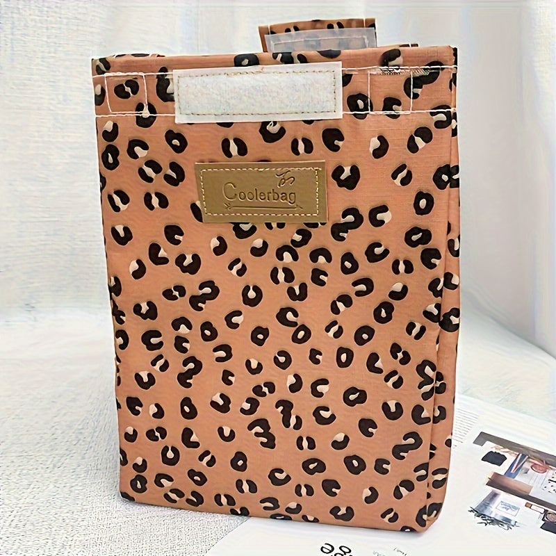 Leopard Pattern Insulated Lunch Bag for Men Women Portable Food Cooler Gift