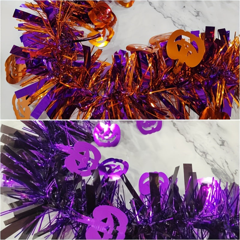 Halloween Bat and Pumpkin Garland Set, 152.4cm, Fireplace Decor, Battery-Free