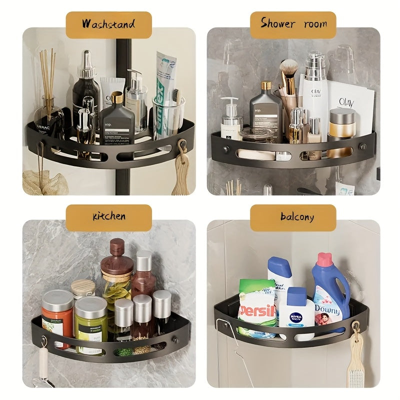 Bathroom Triangle Corner Shelf Wall-Mounted Storage for Shampoo and Cosmetics