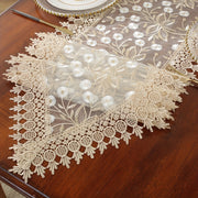White Embroidered Organza Table Runner for Holiday Wedding Dining Decor