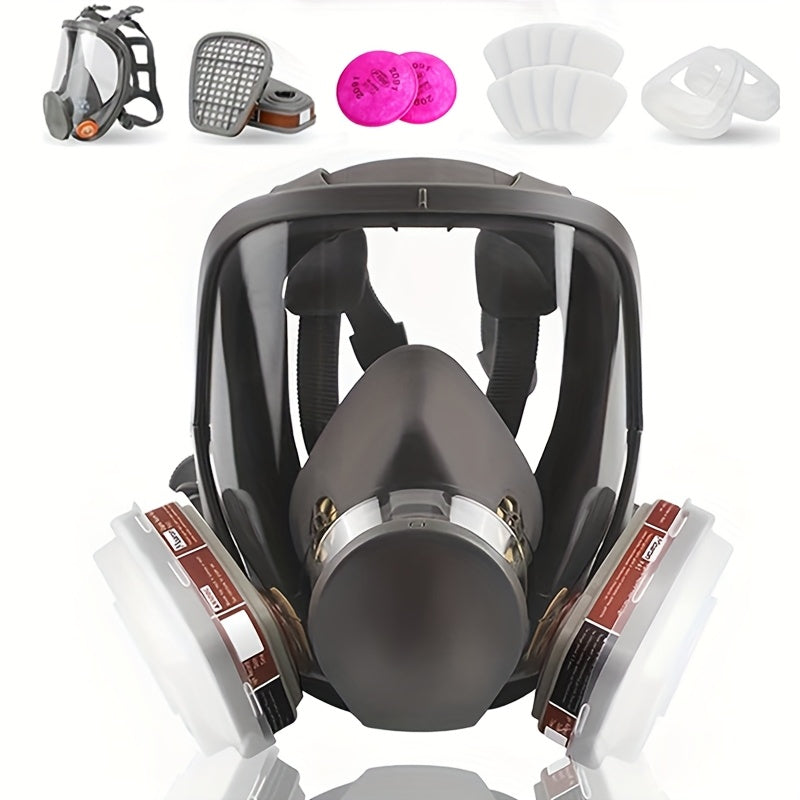 27-in-1 Full Face Respirator Mask Reusable Silicone Plastic Chemical Safety