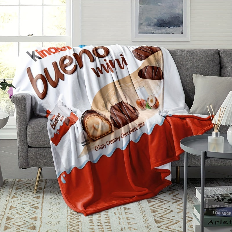 Warm Chocolate Candy Print Flannel Throw Blanket for Snuggling and Relaxing