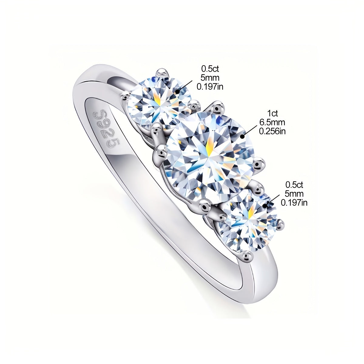 Sterling Silver Engagement Ring for Her 1.6-2CT Moissanite Diamond Sizes 5-11