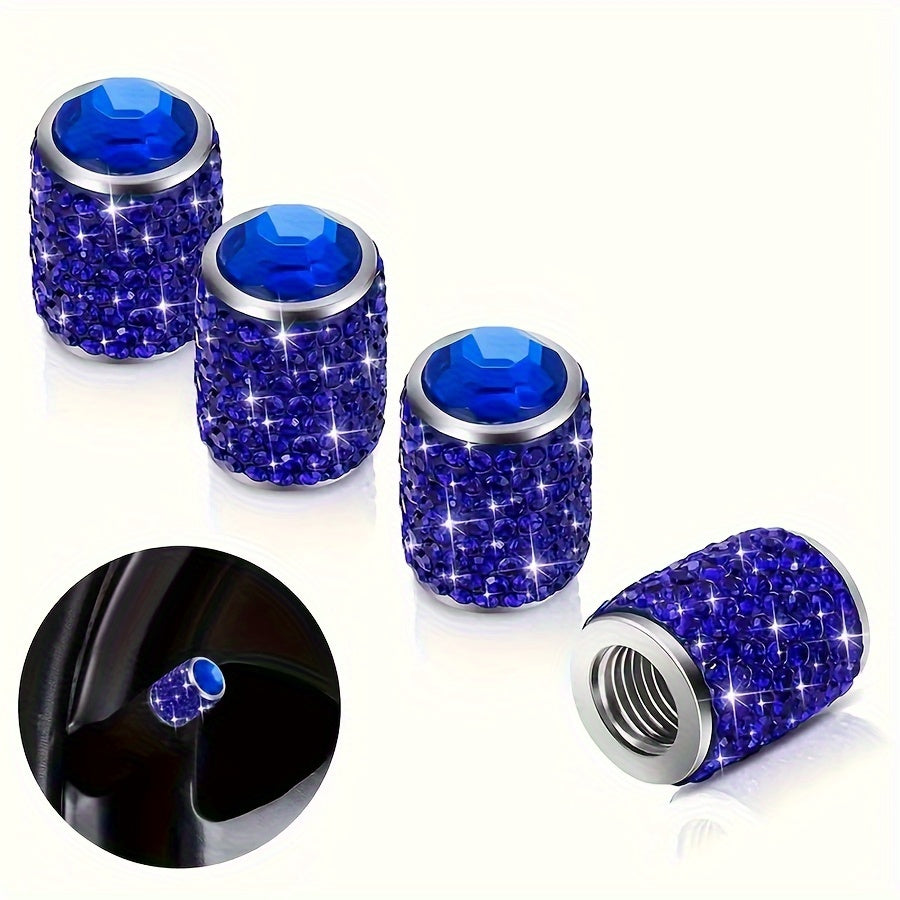 4-Pack Crystal Car Valve Stems Stylish Metal Tire Valve Covers for SUV Motorcycle Bicycle
