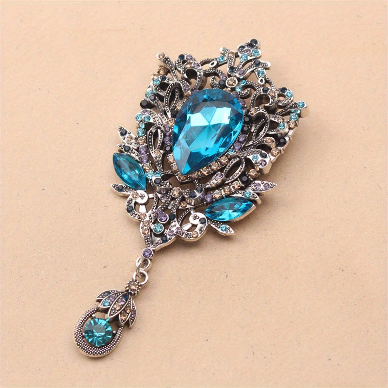 Enamel Irregular Flower Shaped Rhinestone Brooch for Women Stylish Pin Jewelry Gift