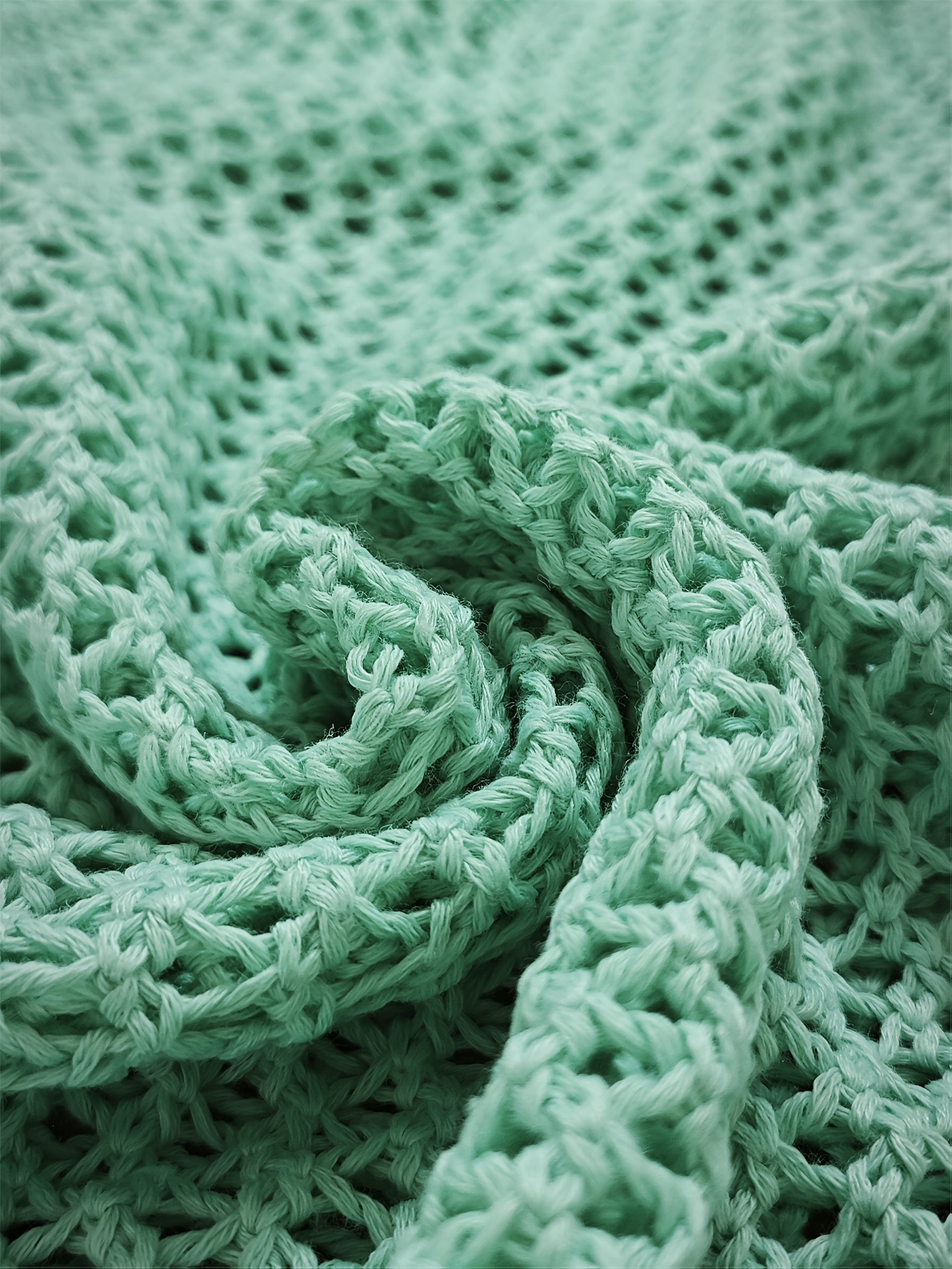 Women's Light Blue Crochet Hooded Beach Cover-Up Long Sleeve Plus Size