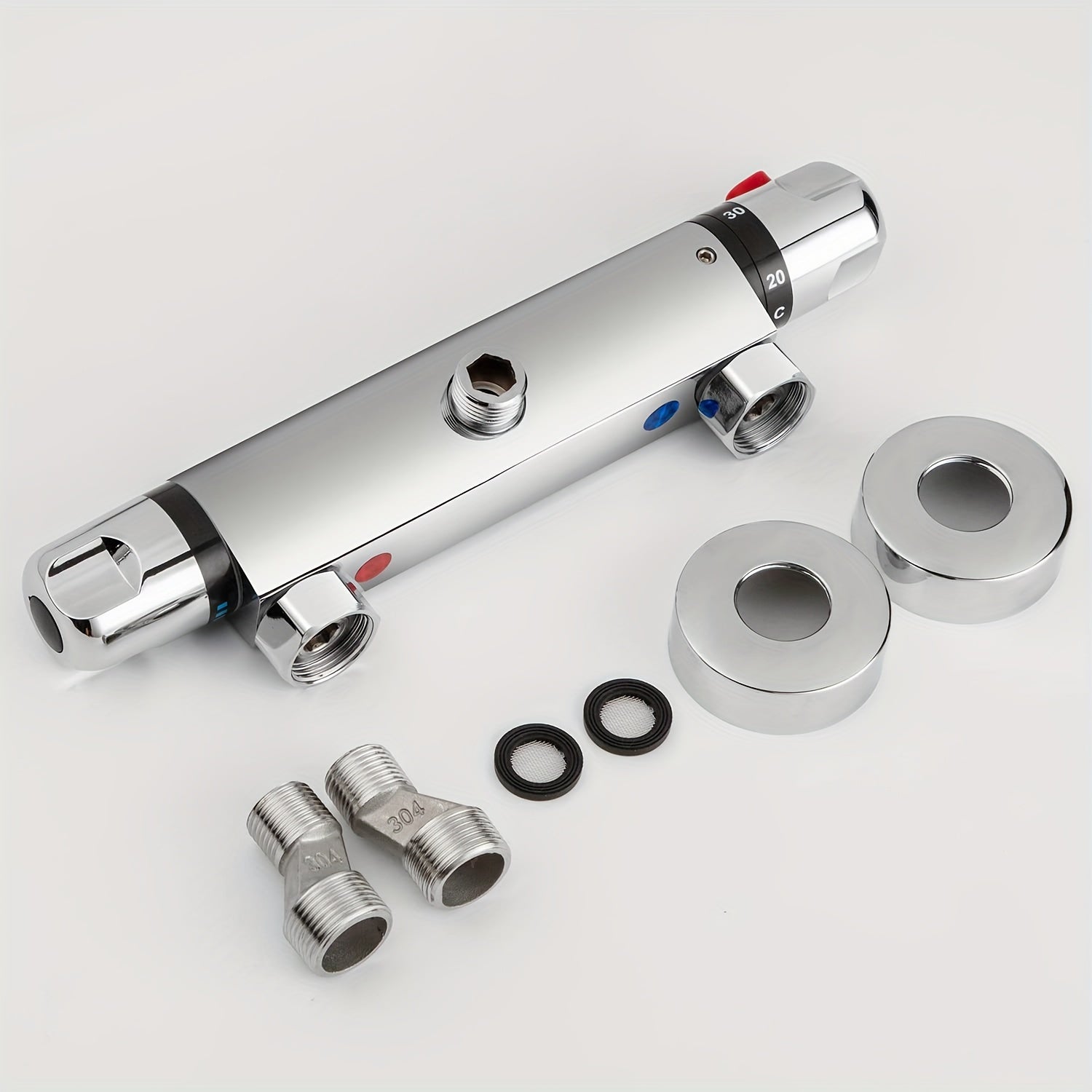 Термостат для душа Chrome с кнопкой безопасности, легкая установка, не требует электроэнергии