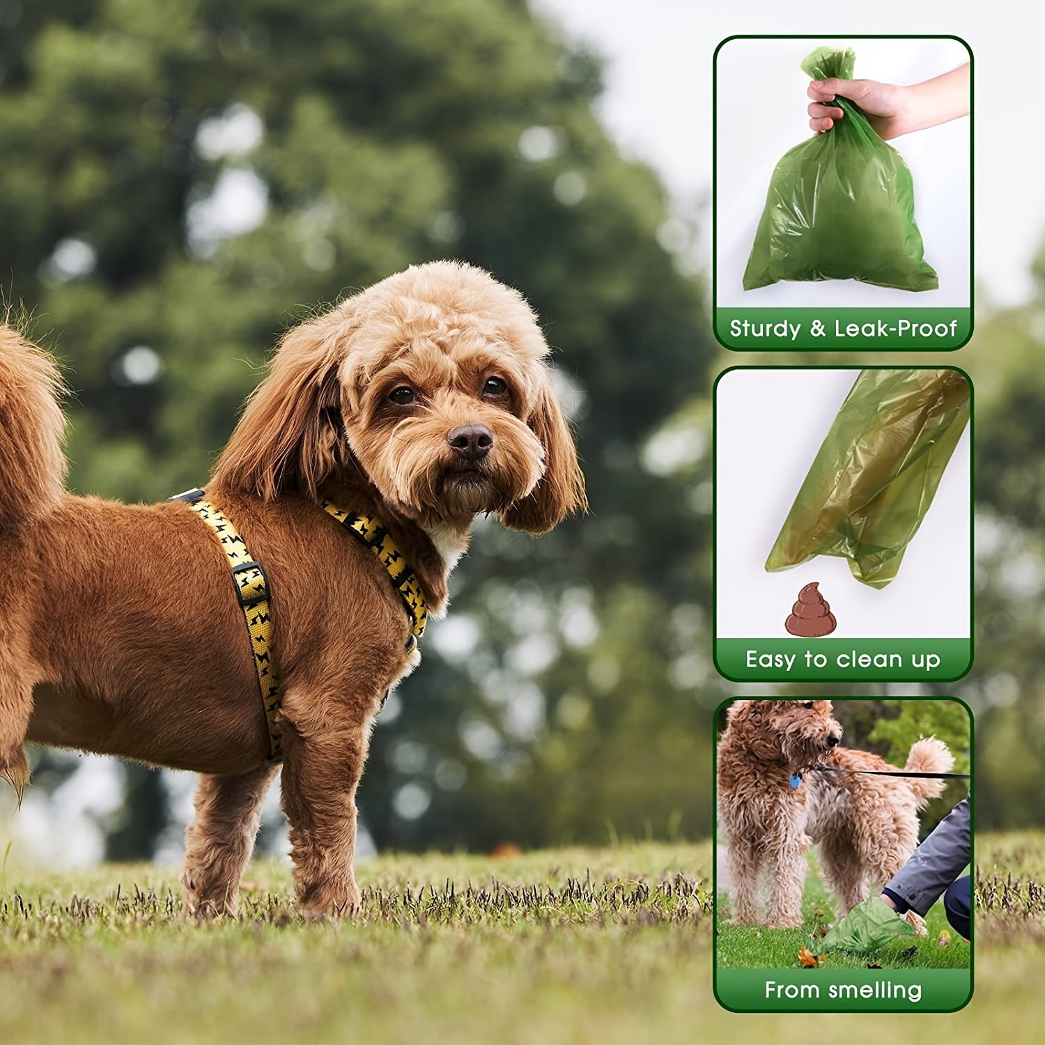 Leak-Proof Dog Waste Bags 14 Rolls with Paw Print Design for Pet Cleanup