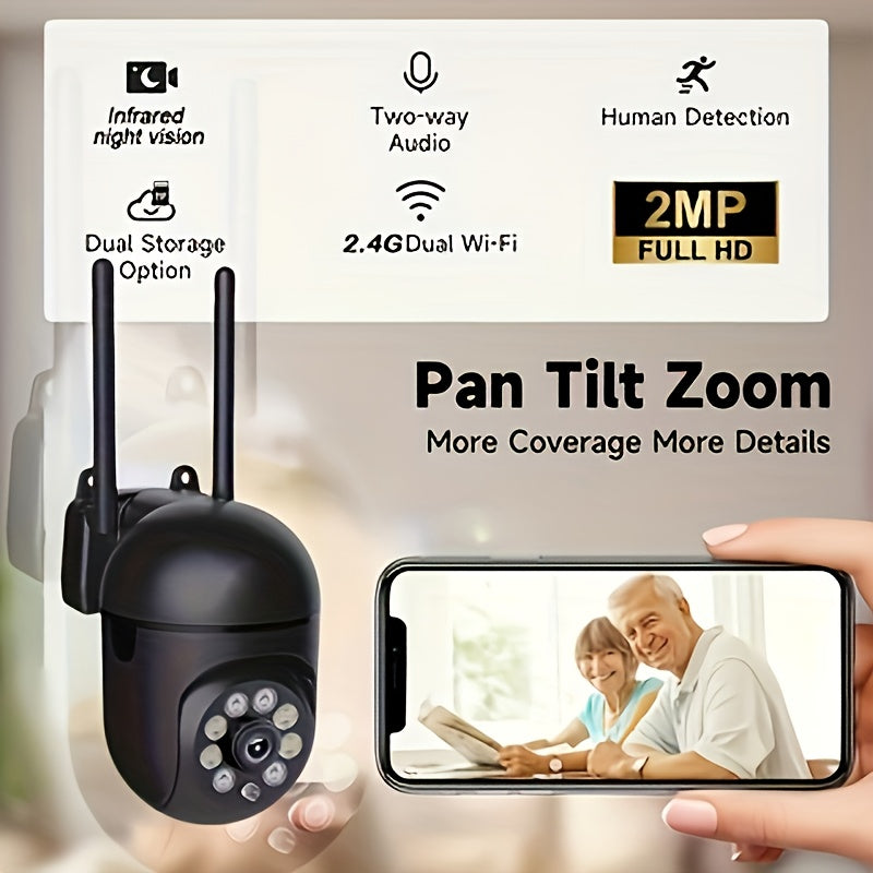 1080P WiFi Внутренняя и наружная охранная камера с ночным видением, двусторонним звуком, AI-распознаванием