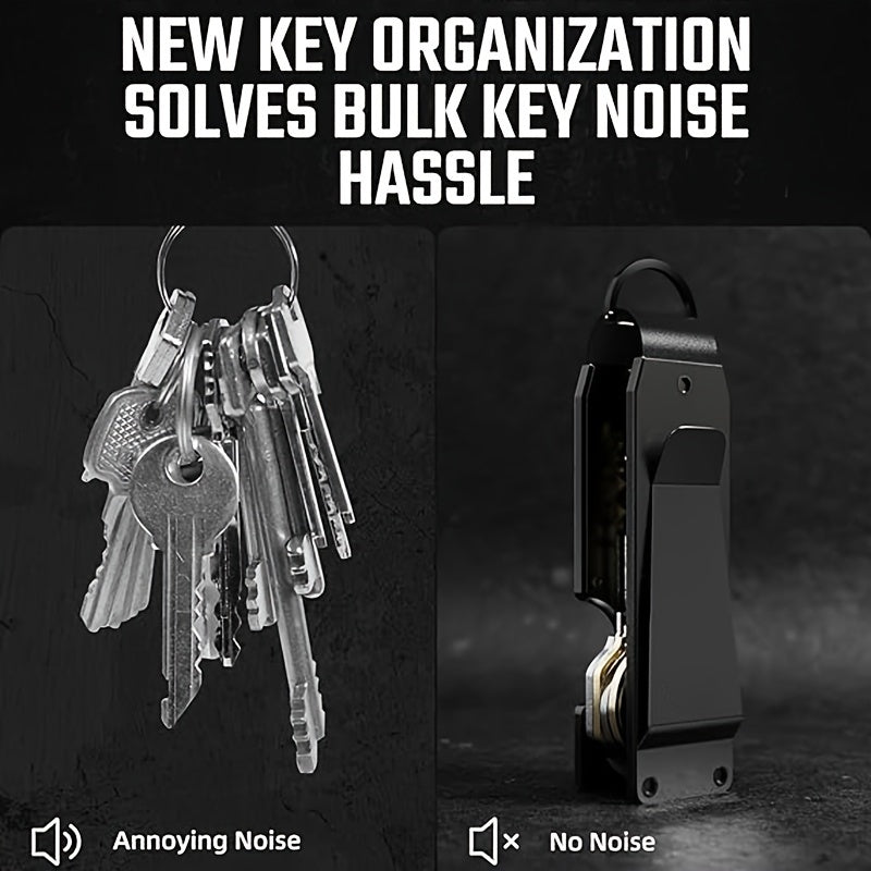 Men's Compact Metallic Key Holder, Minimalist Smart Keychain for 2-6 Keys