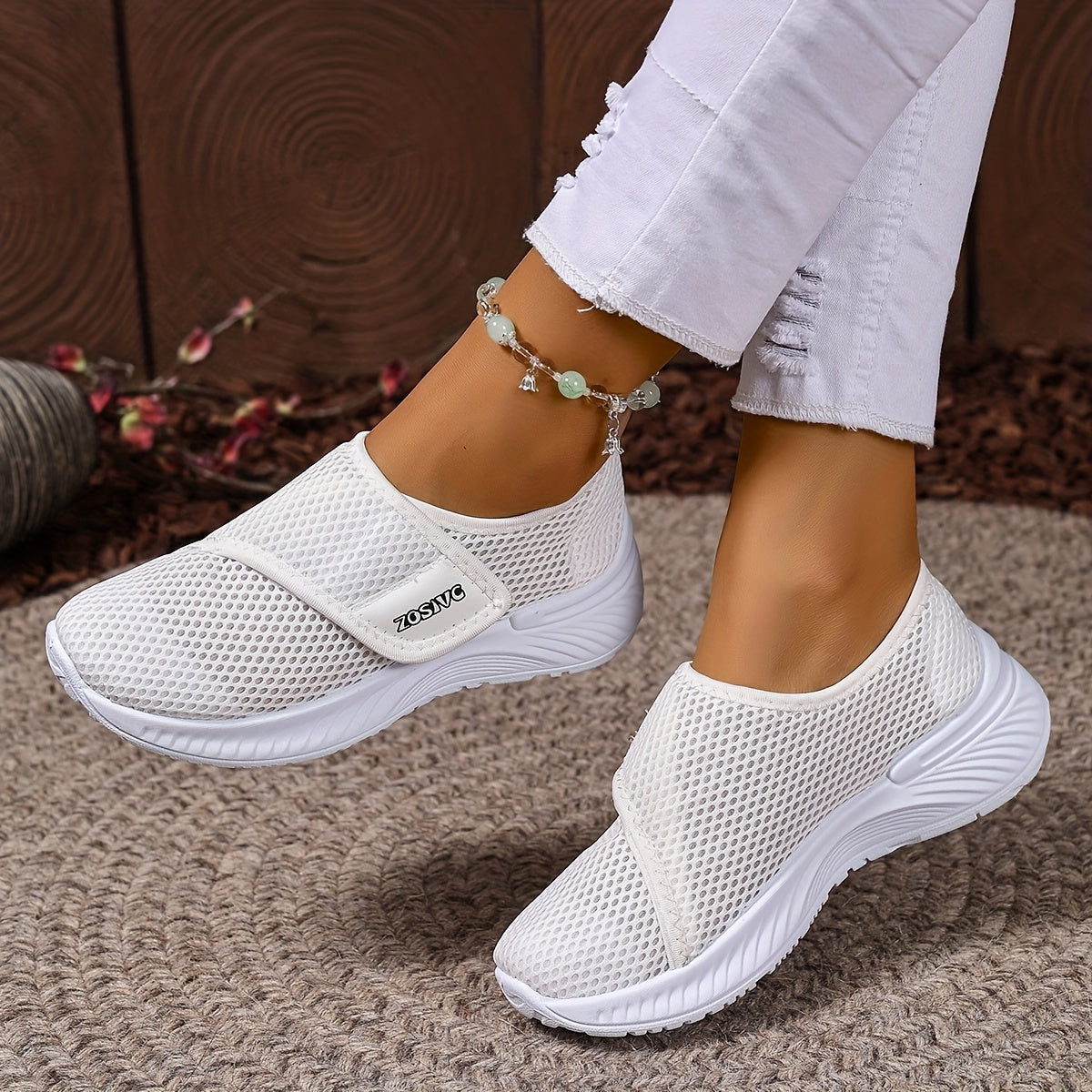 Women's Plus Size Sneakers Breathable Cushioned Slip-Resistant Gym Walking