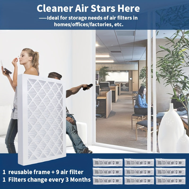 Pack of 9 Reusable Air Filters 10x20x1 MERV 13 HVAC AC Filters