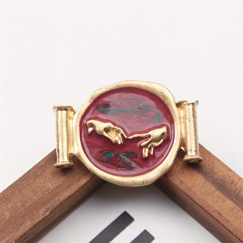 Ayollar uchun vintage emal brosh, noaniq shakl, qoʻl bilan chizilgan, nafis zargarlik sovgʻasi