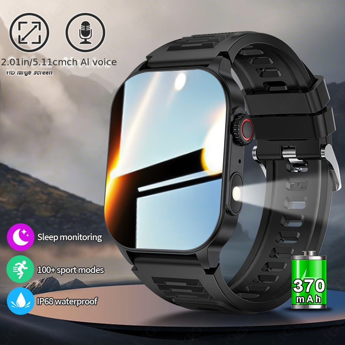 Smartwatch Wireless 5.2 2.01 Inch Screen Sleep Monitoring Step Counter Voice Assistant