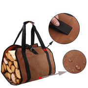 Large Capacity Firewood Tote with Reinforced Handles Heavy-Duty Canvas Carrier Bag