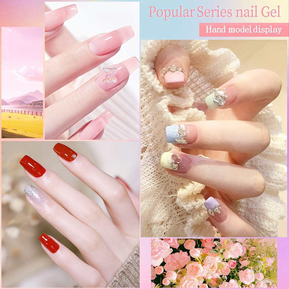 8-Piece Gel Nail Polish Set Long-Lasting UV LED Hypoallergenic Neutral Glitter