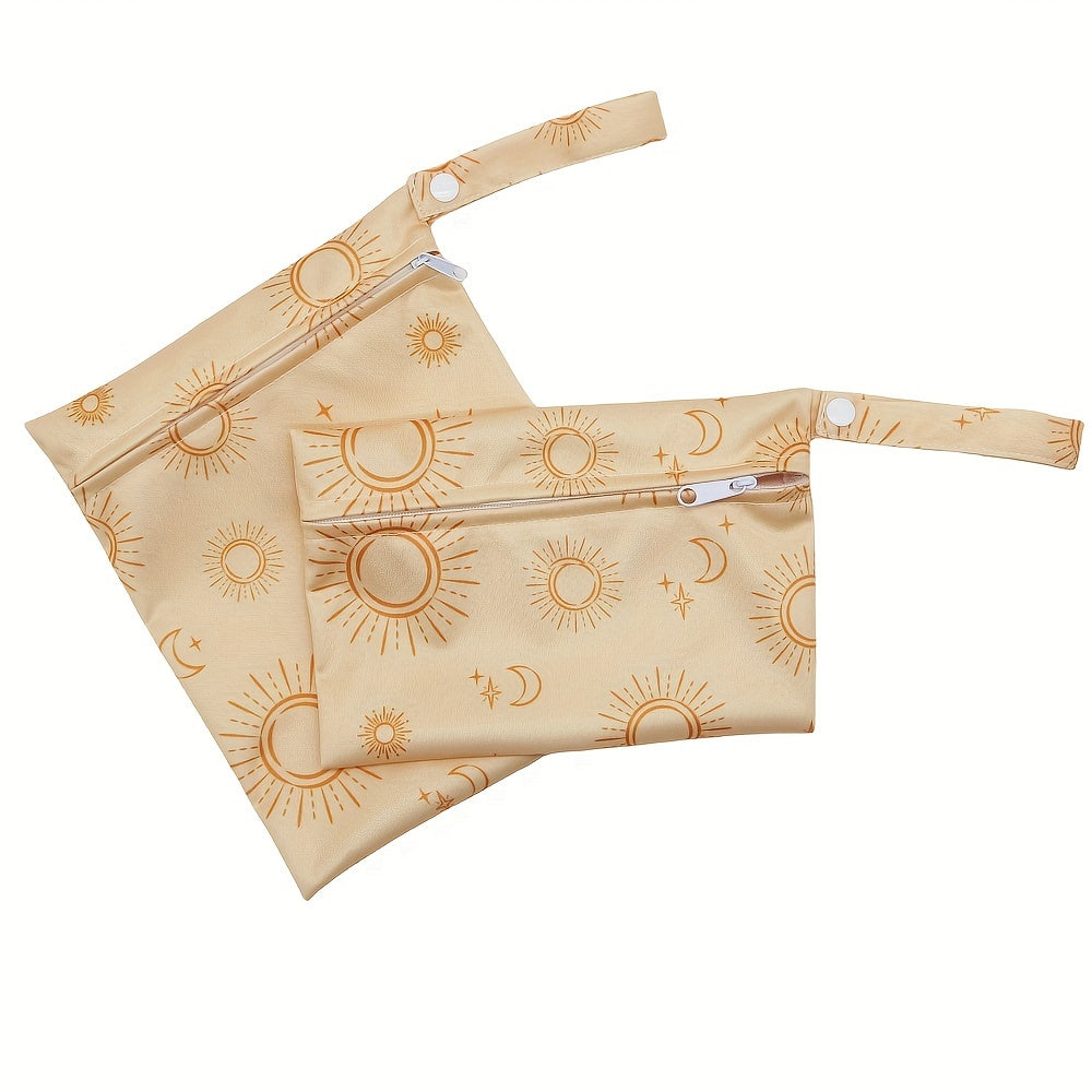 Set of 2 Boho Sun Print Waterproof Diaper Bags for Travel and Essentials