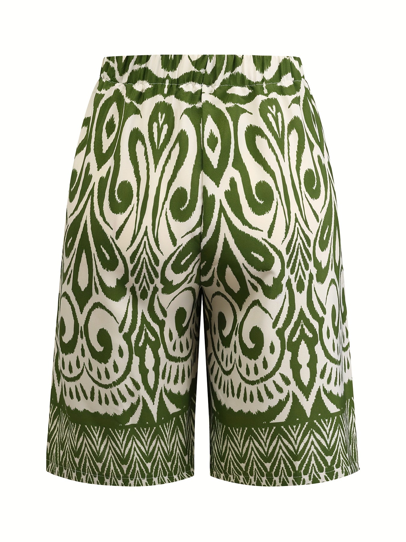 Бермуды для женщин больших размеров с зеленым и белым принтом, повседневные летние шорты