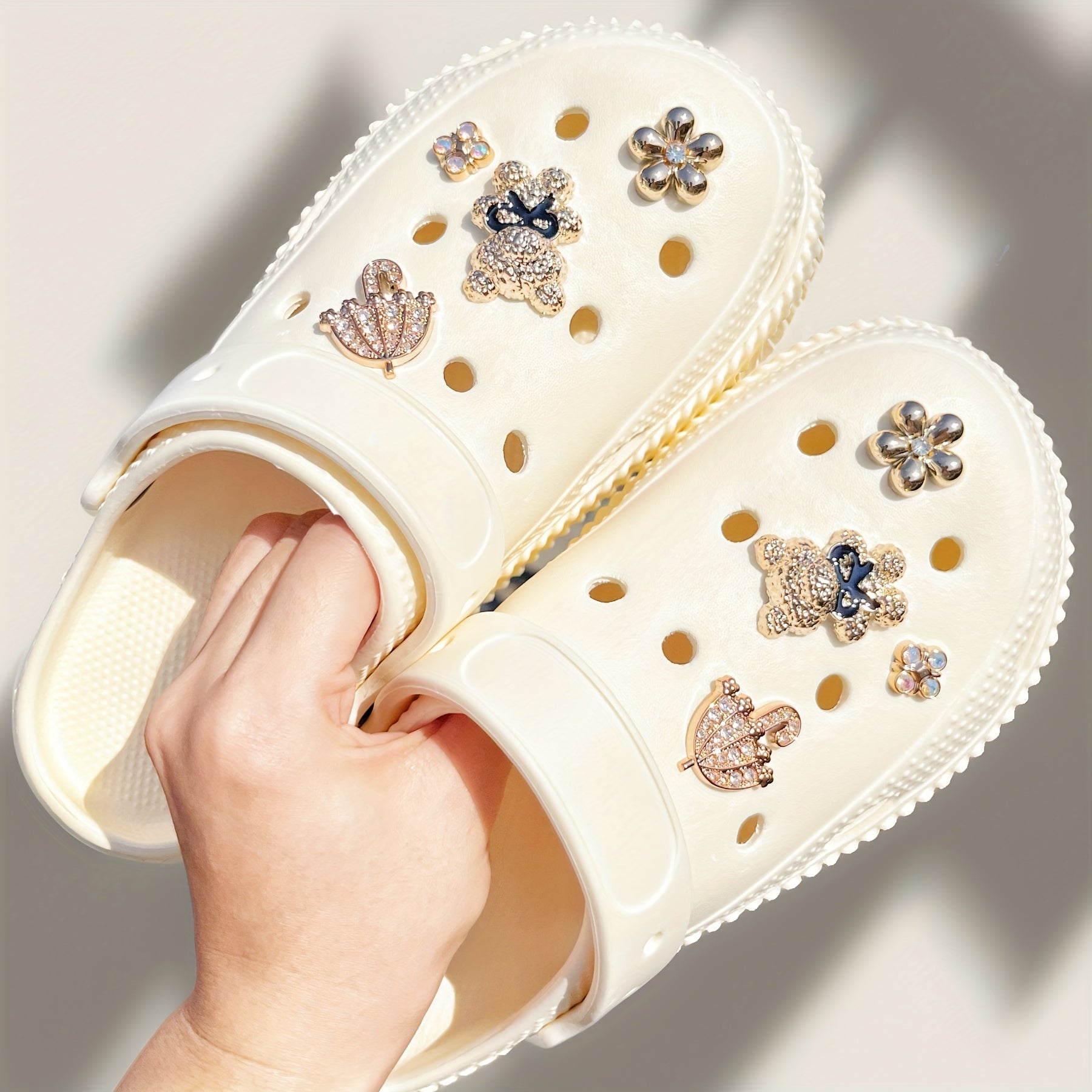 Unisex Crochet Beads Set for Clogs Beach Bags with Charms and Umbrella Shapes