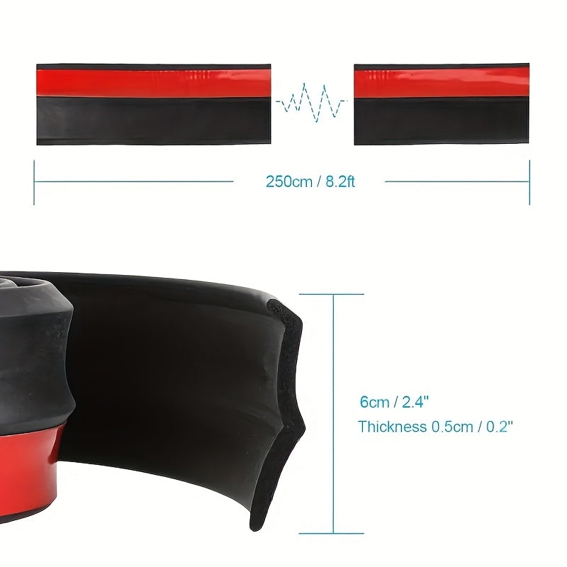 Car Front Bumper Protector Strip 2.5m Rubber Scratch Kick Anti-Damage